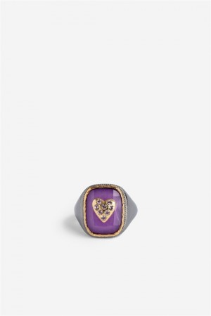 Zadig & Voltaire Heart Signet Ring Moradas | ZV-255897