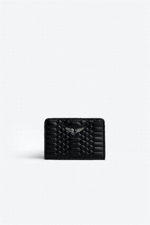 Zadig & Voltaire Pass Mat Card Holder Negras | ZV-255949