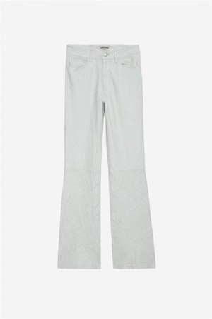 Zadig & Voltaire Pistol Crinkled Cuero Pants Blancas | ZV-256220