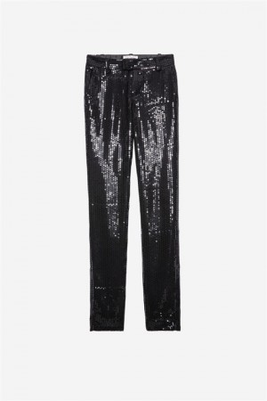 Zadig & Voltaire Prune Sequins Pants Negras | ZV-256241