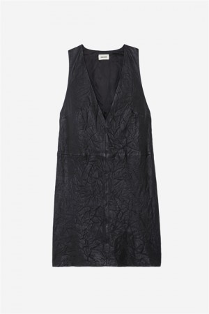 Zadig & Voltaire Rasha Cuero Vestido Negras | ZV-256384