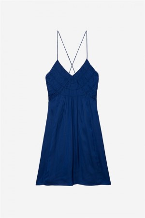 Zadig & Voltaire Rayonna Satin Vestido Azules | ZV-256361