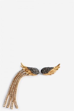 Zadig & Voltaire Rock Feather Earrings Doradas | ZV-255874