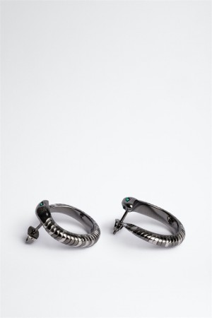 Zadig & Voltaire Snake Hoop Earrings Plateadas | ZV-255882