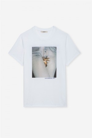 Zadig & Voltaire Tommy Photoprint T-shirt Blancas | ZV-255713