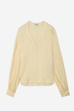 Zadig & Voltaire Tonastir Satin Blouse Amarillo | ZV-256308