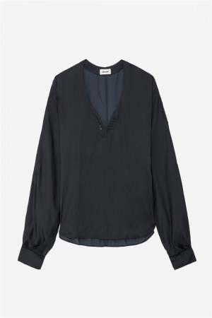 Zadig & Voltaire Tonastir Satin Blouse Negras | ZV-256307