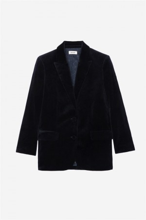 Zadig & Voltaire Viva Velvet Blazer Azules Oscuro | ZV-256348