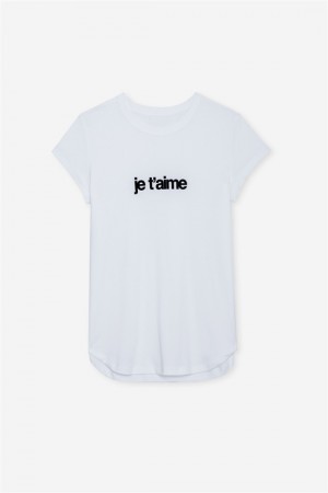 Zadig & Voltaire Woop Je T'aime T-shirt Blancas | ZV-256275