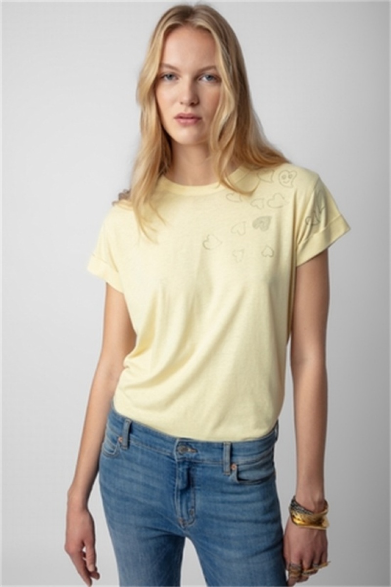 Zadig & Voltaire Anya Diamante T-shirt Amarillo | ZV-256267