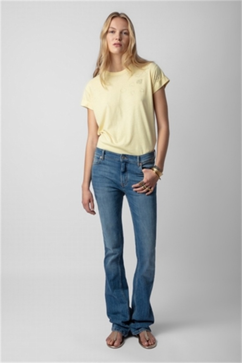 Zadig & Voltaire Anya Diamante T-shirt Amarillo | ZV-256267