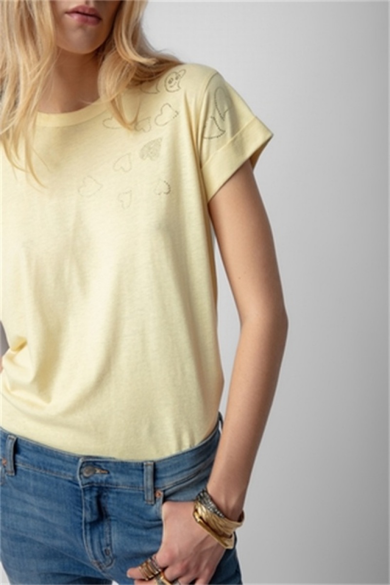 Zadig & Voltaire Anya Diamante T-shirt Amarillo | ZV-256267