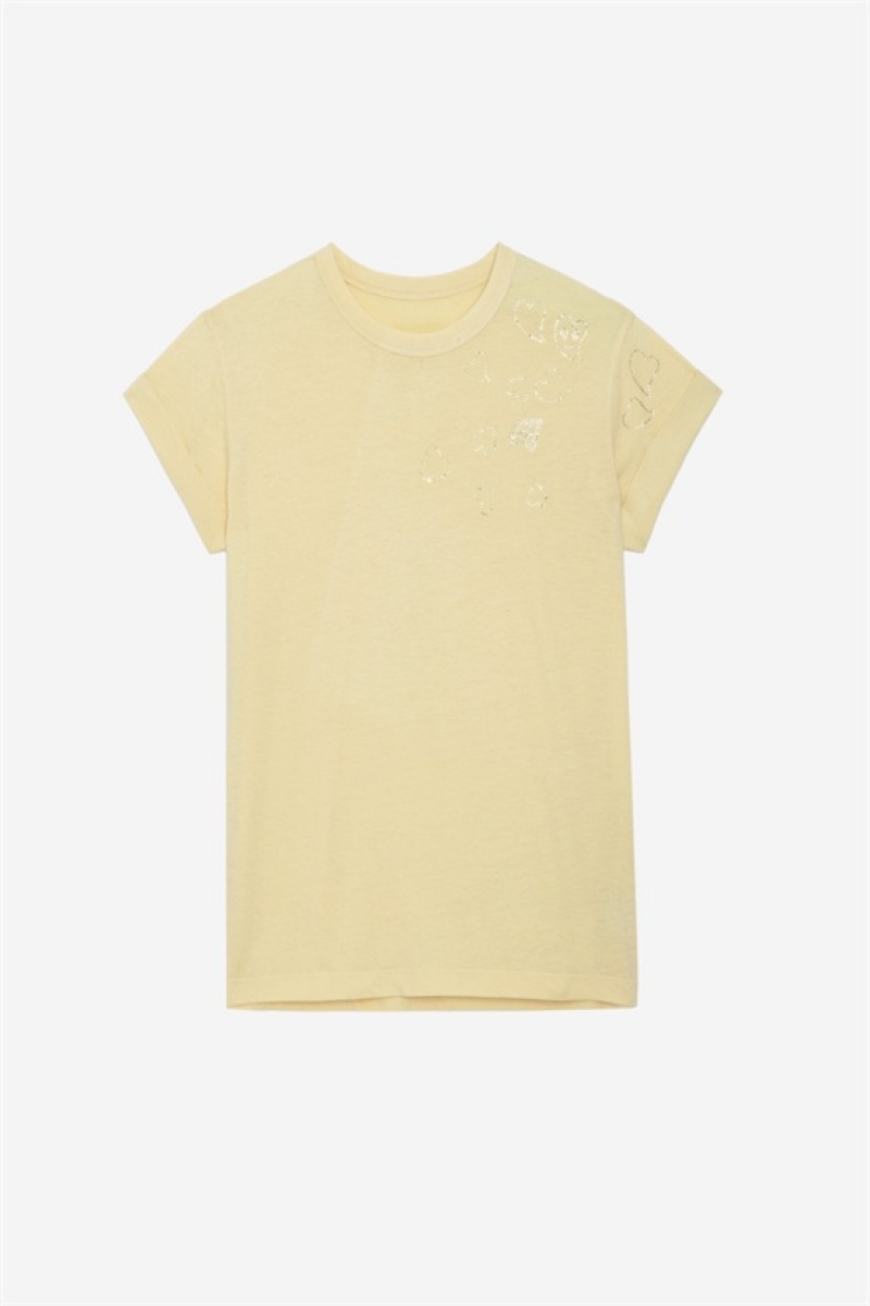 Zadig & Voltaire Anya Diamante T-shirt Amarillo | ZV-256267