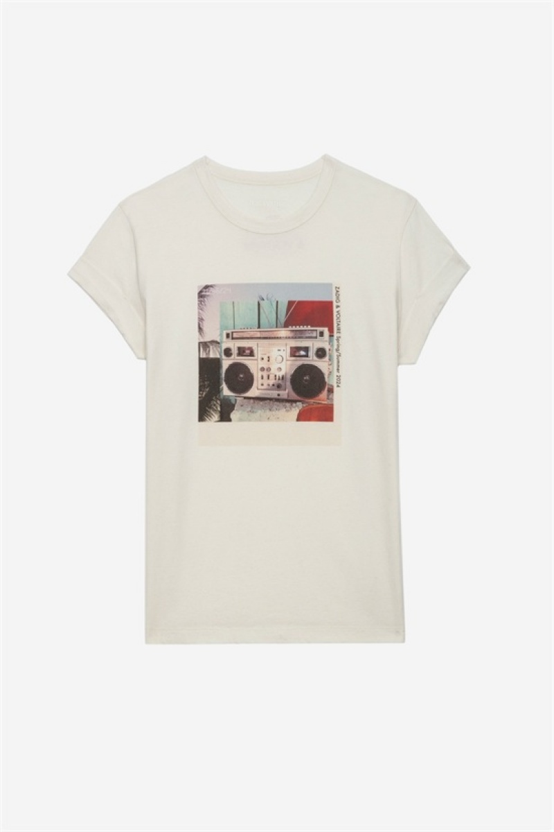 Zadig & Voltaire Anya Photoprint T-shirt Blancas | ZV-256262