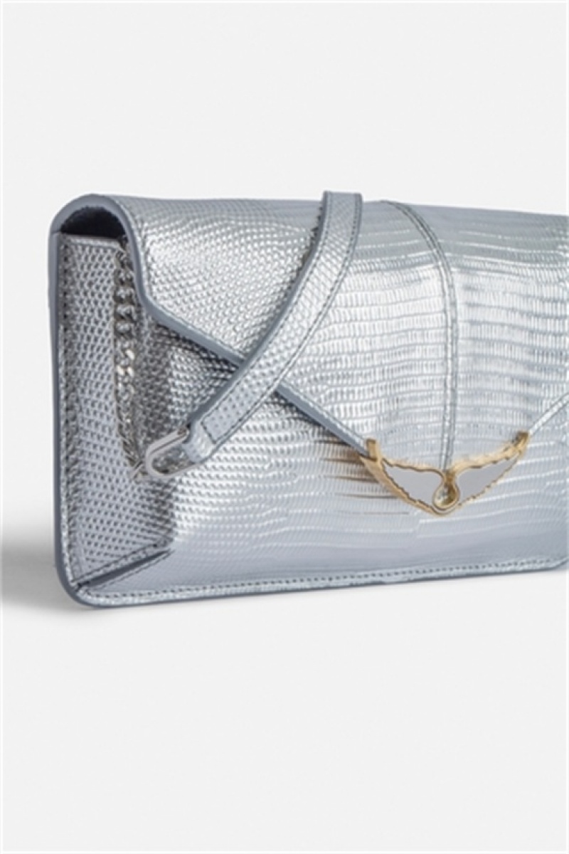 Zadig & Voltaire Borderline Metallic Clutch Plateadas | ZV-256034