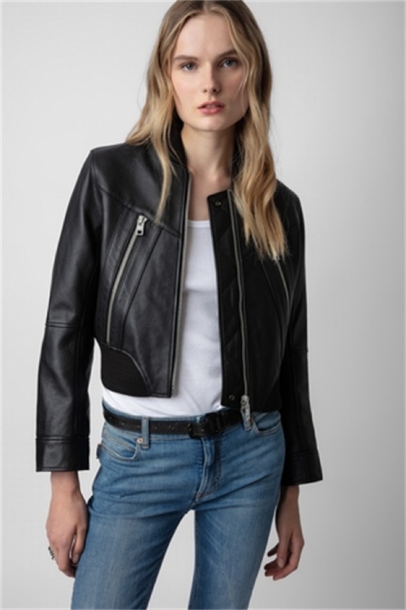 Zadig & Voltaire Bunta Cuero Jacket Negras | ZV-256418