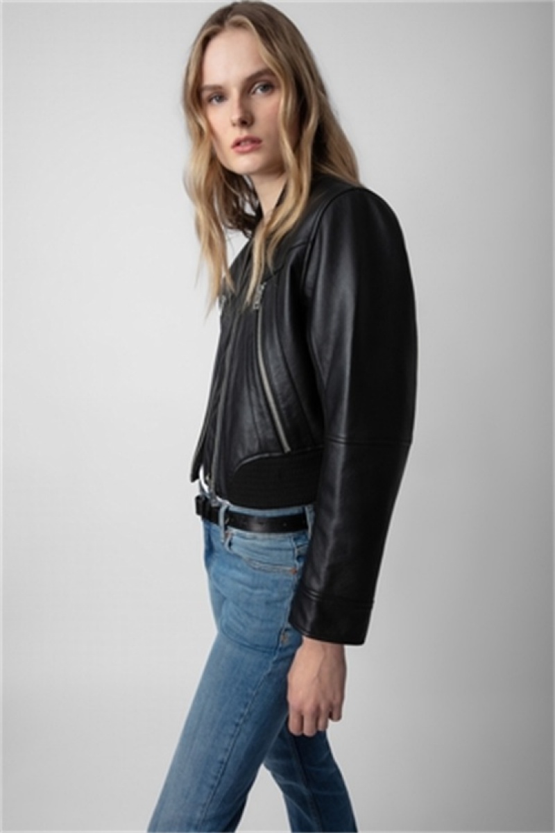 Zadig & Voltaire Bunta Cuero Jacket Negras | ZV-256418