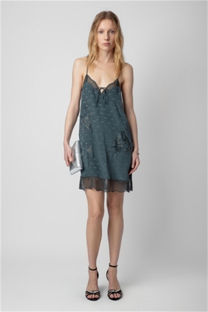 Zadig & Voltaire Calissa Silk Vestido Verde Oscuro | ZV-256396