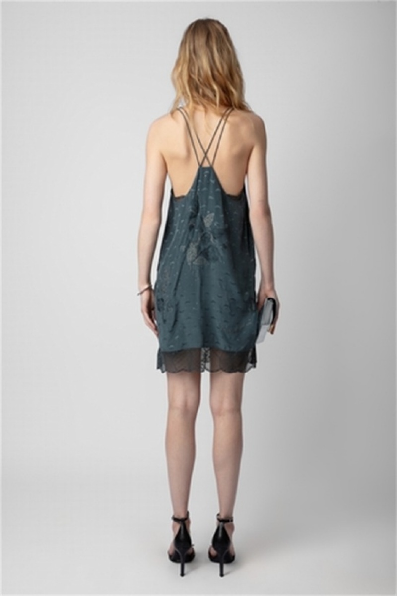 Zadig & Voltaire Calissa Silk Vestido Verde Oscuro | ZV-256396