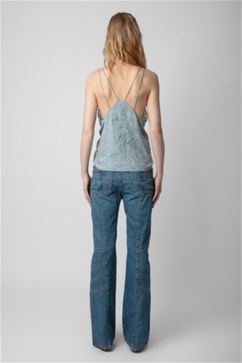 Zadig & Voltaire Capela Silk Camisole Azules | ZV-256336