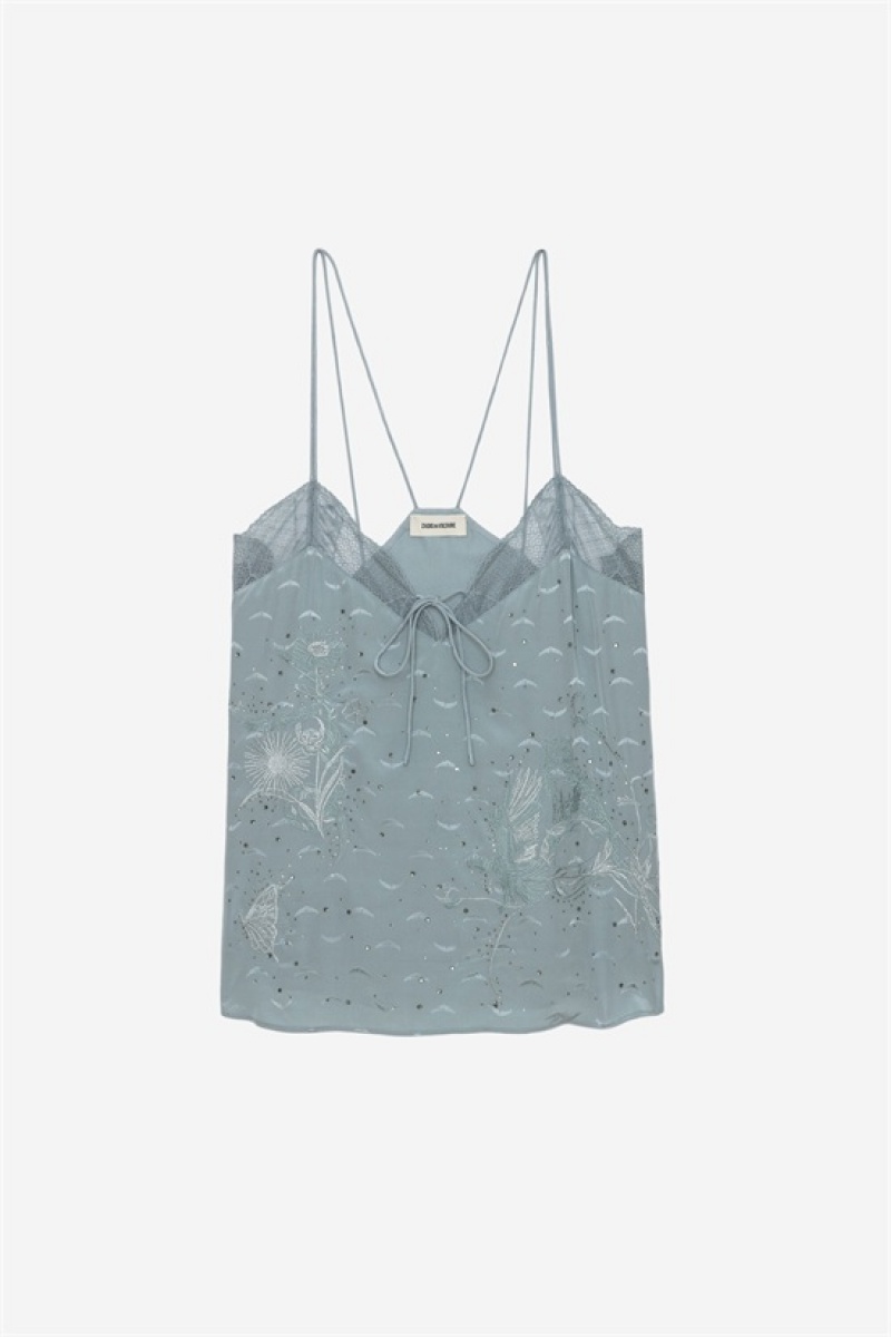 Zadig & Voltaire Capela Silk Camisole Azules | ZV-256336