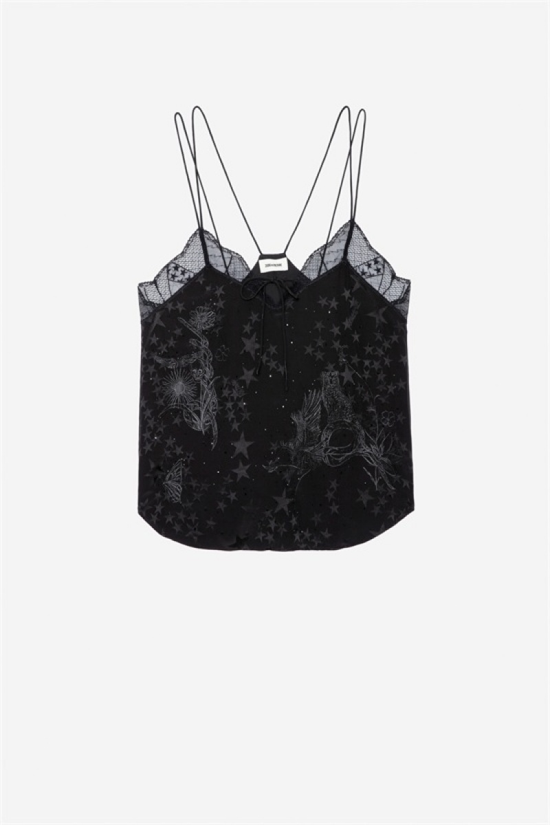 Zadig & Voltaire Capela Silk Top Negras | ZV-256339