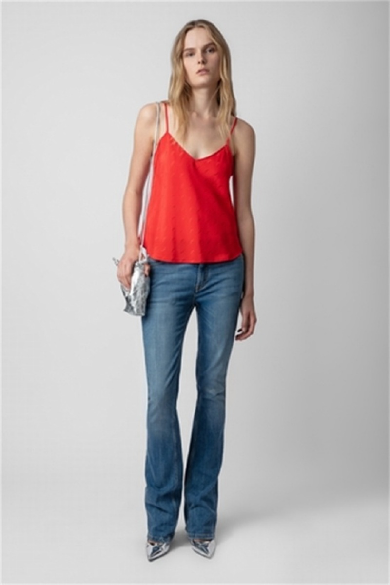 Zadig & Voltaire Casel Silk Top Rojas | ZV-256340