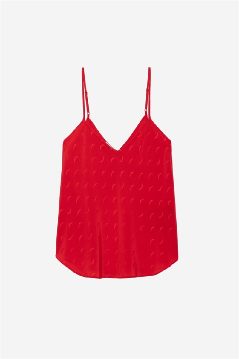 Zadig & Voltaire Casel Silk Top Rojas | ZV-256340