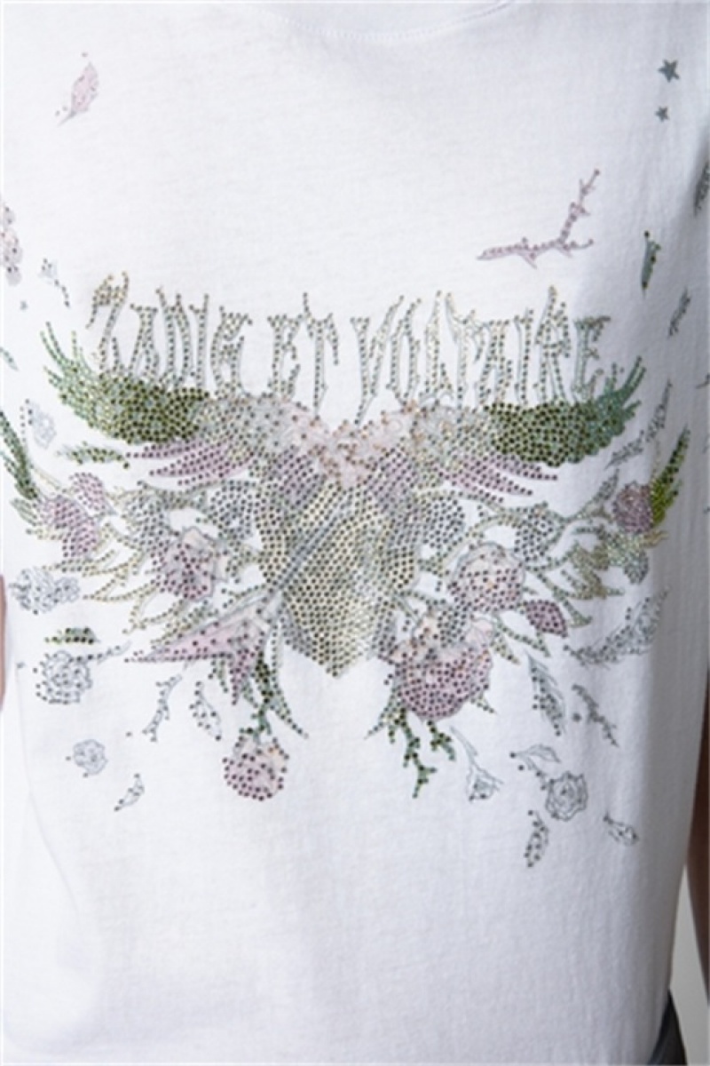 Zadig & Voltaire Cecilia Concert Wings Tee Blancas | ZV-256279