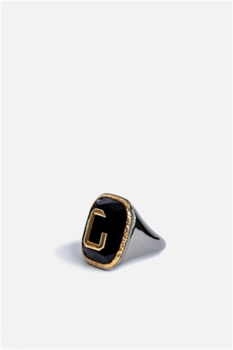 Zadig & Voltaire Cecilia Signet Ring Obsidian | ZV-255864