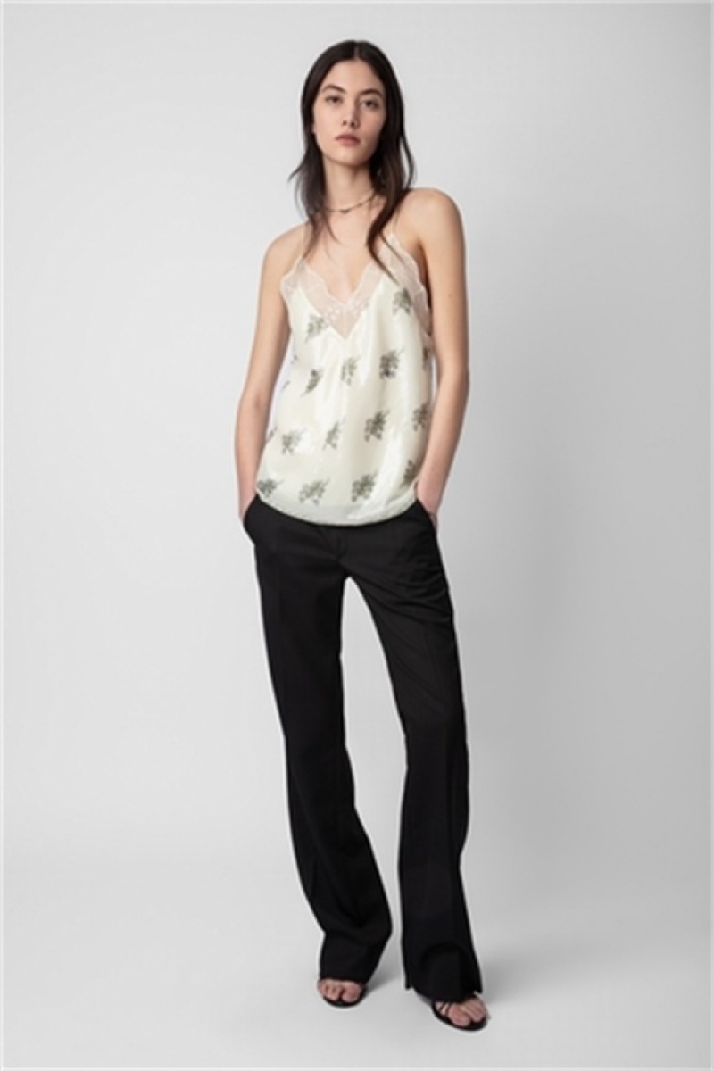 Zadig & Voltaire Christy Sequins Top Beige | ZV-256303