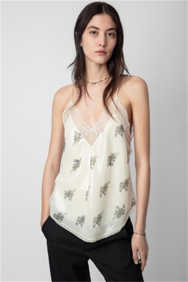 Zadig & Voltaire Christy Sequins Top Beige | ZV-256303