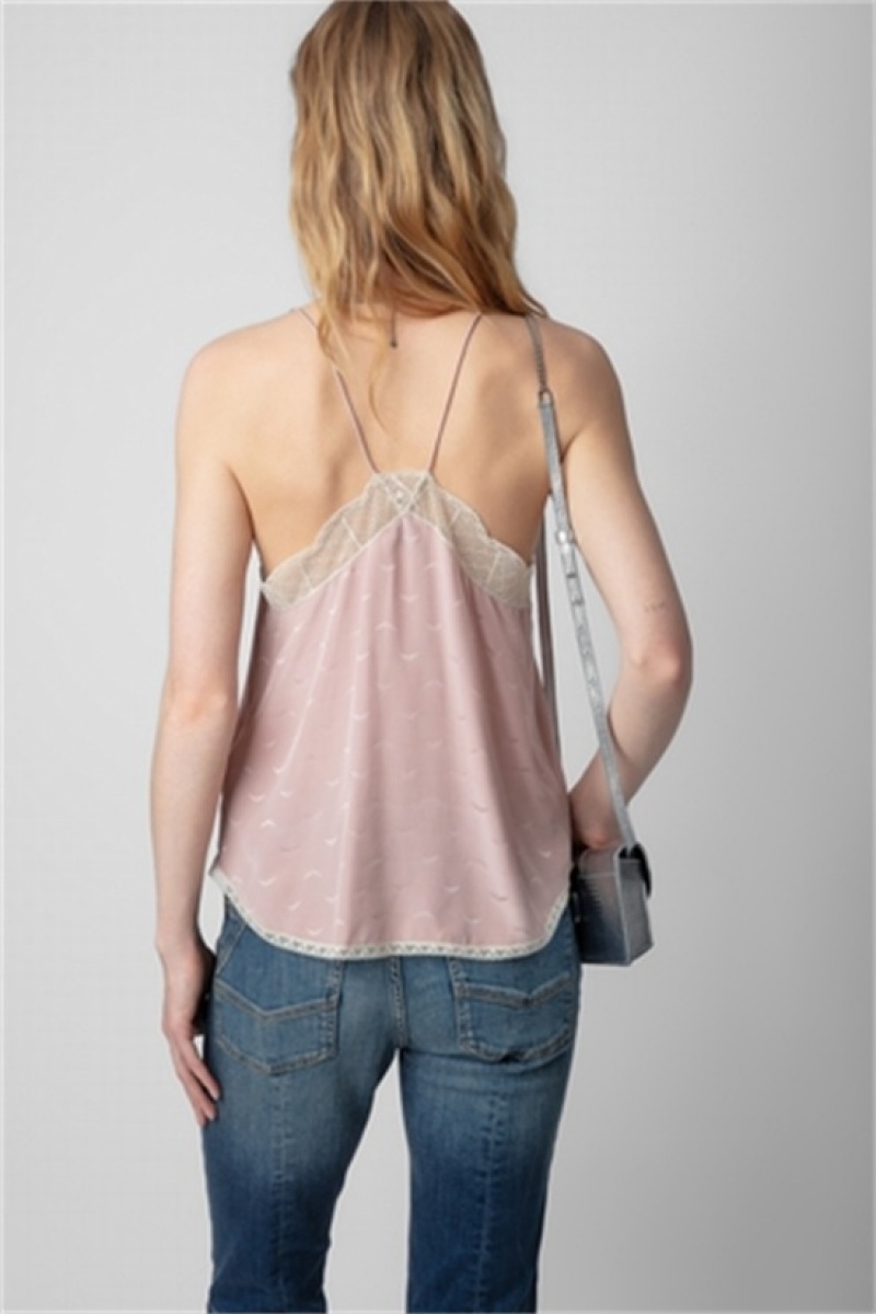 Zadig & Voltaire Christy Silk Jacquard Top Rosas | ZV-256316