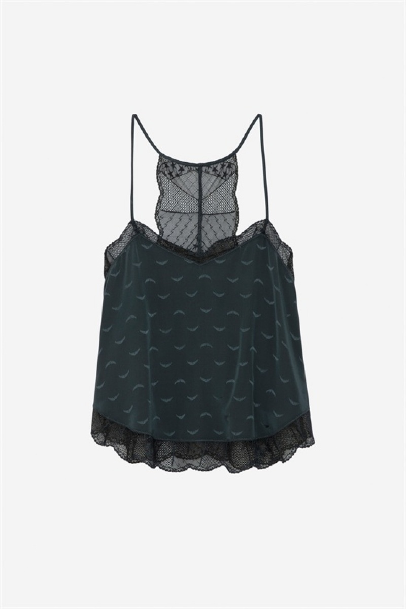 Zadig & Voltaire Claudy Silk Top Verde Oscuro | ZV-256337