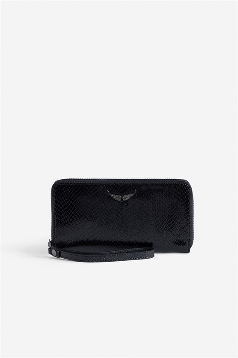 Zadig & Voltaire Compagnon Glossy Wallet Negras | ZV-255902