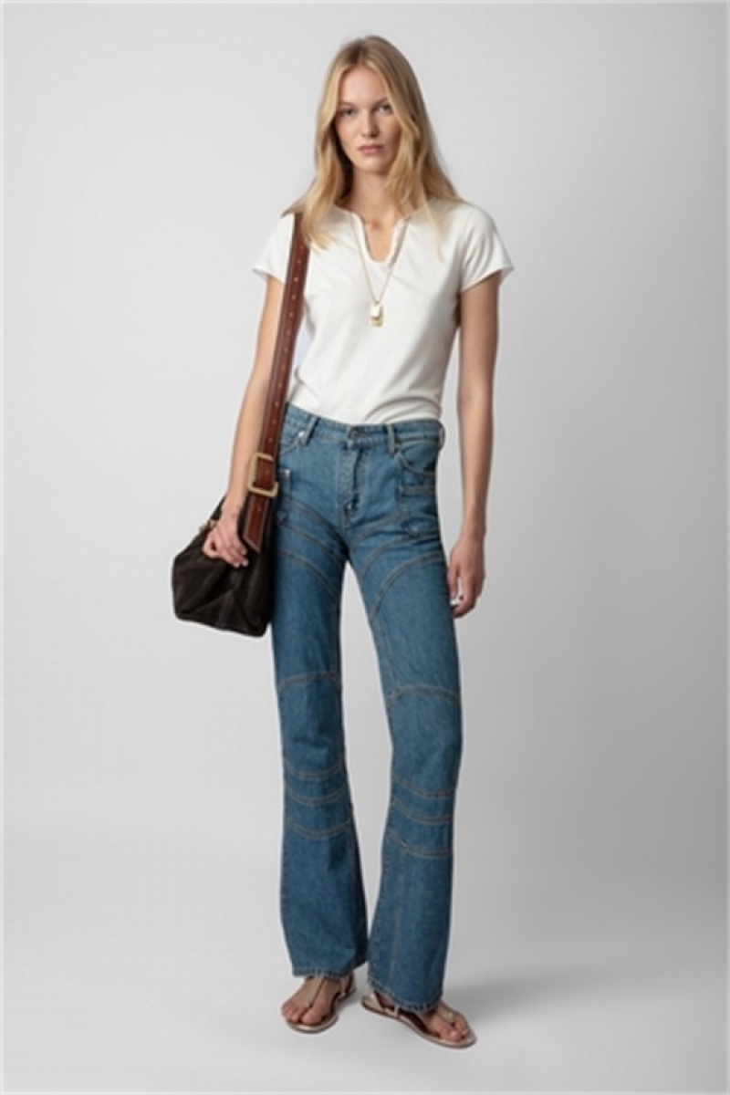 Zadig & Voltaire Concert Crush Henley Top Blancas | ZV-256266