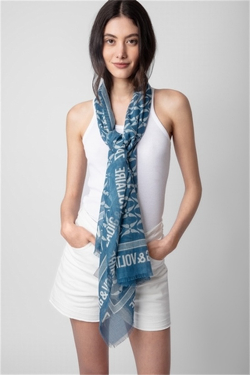 Zadig & Voltaire Delta Rock Scarf Azules | ZV-255815