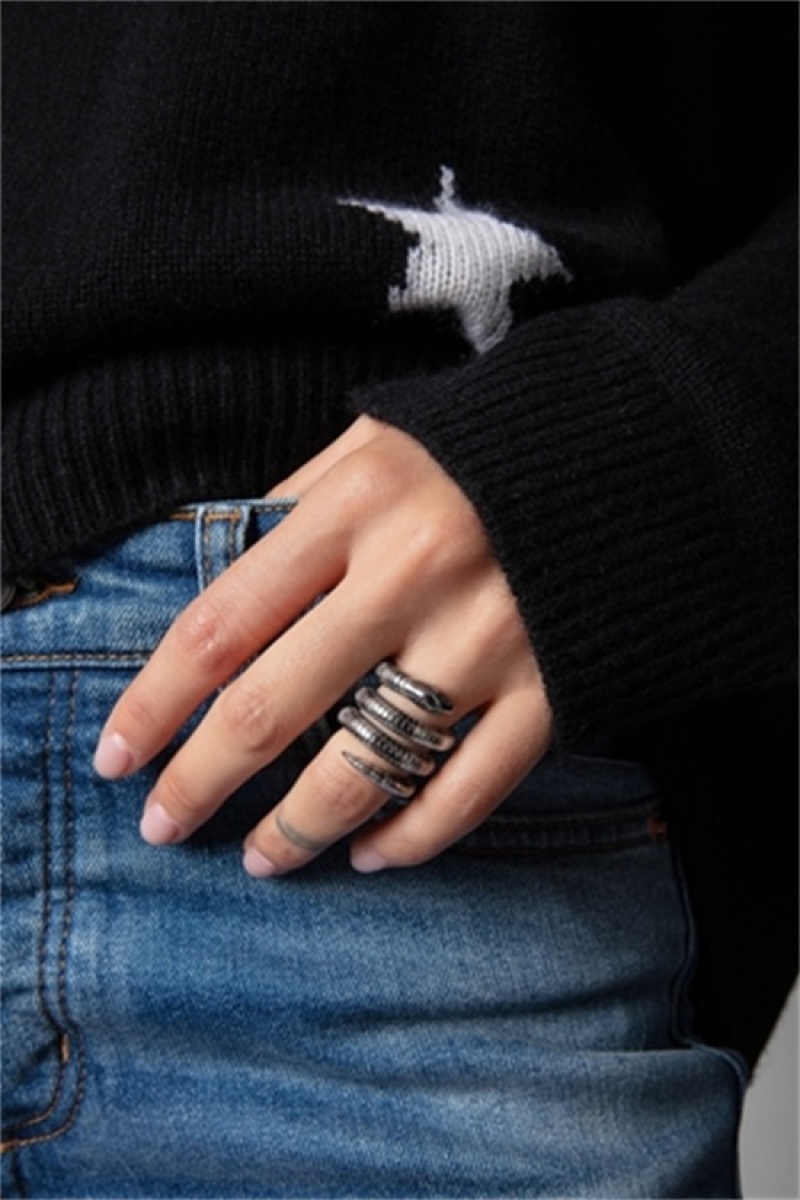 Zadig & Voltaire Double Snake Ring Plateadas | ZV-255884