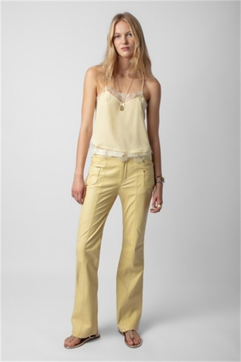 Zadig & Voltaire Elvir Cuero Pants Amarillo | ZV-256225