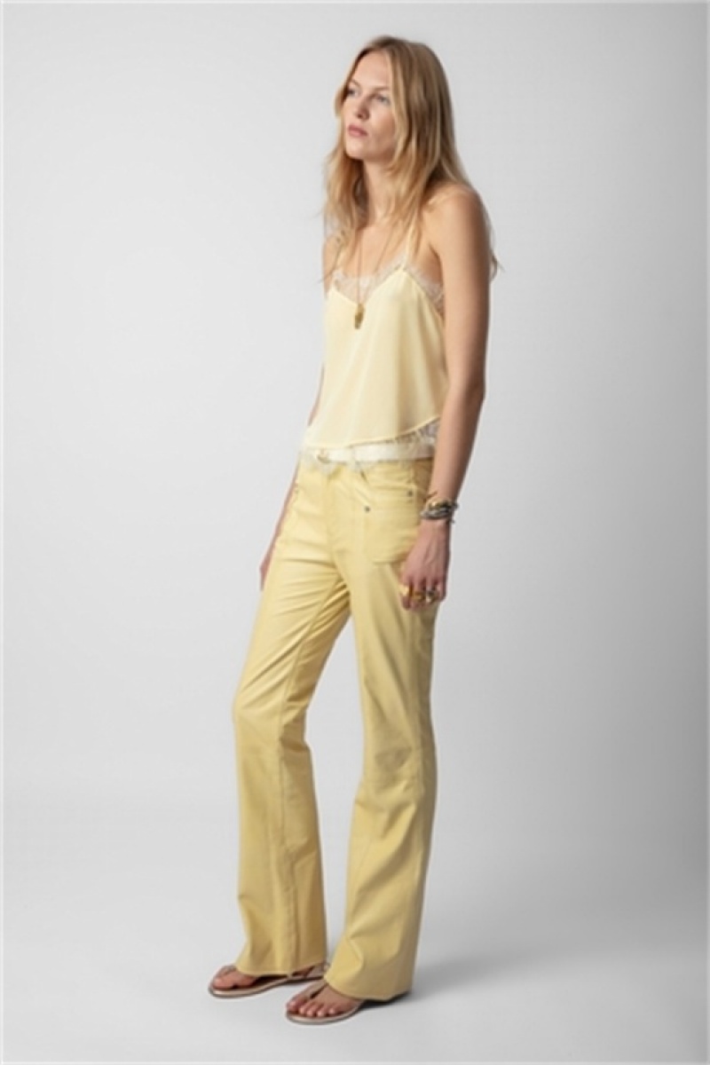 Zadig & Voltaire Elvir Cuero Pants Amarillo | ZV-256225