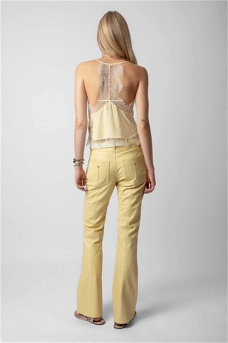 Zadig & Voltaire Elvir Cuero Pants Amarillo | ZV-256225