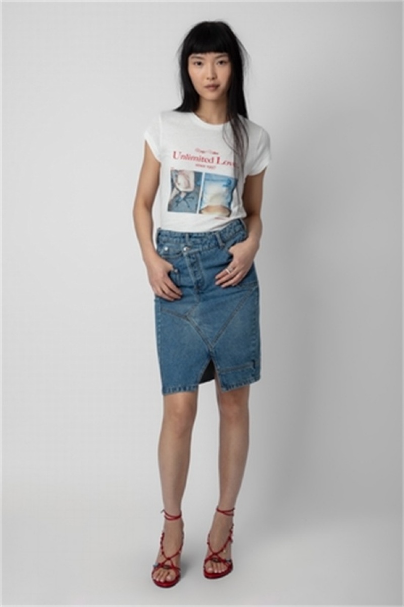 Zadig & Voltaire Flaco Photoprint Tee Blancas | ZV-256287