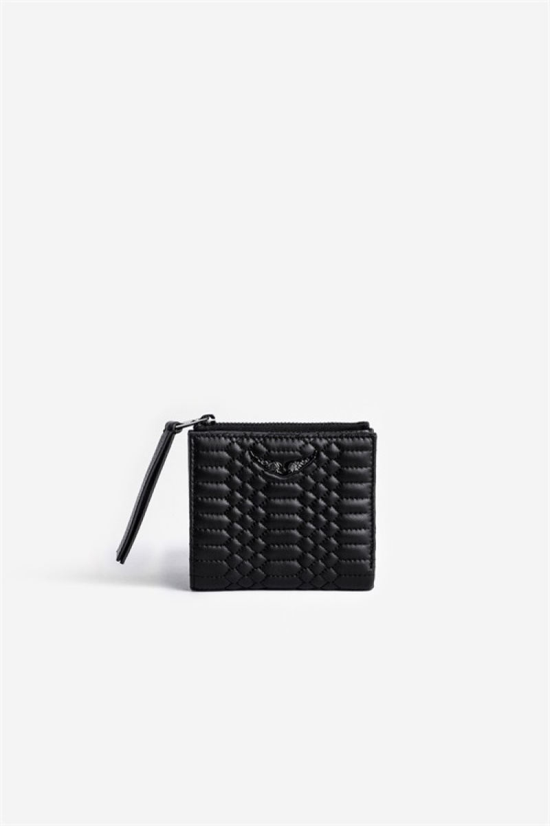 Zadig & Voltaire Fold Mat Wallet Negras | ZV-255909