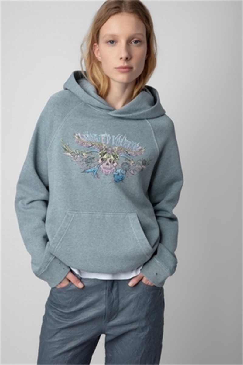 Zadig & Voltaire Georgy Concert Diamante Hoodie Azules | ZV-256251