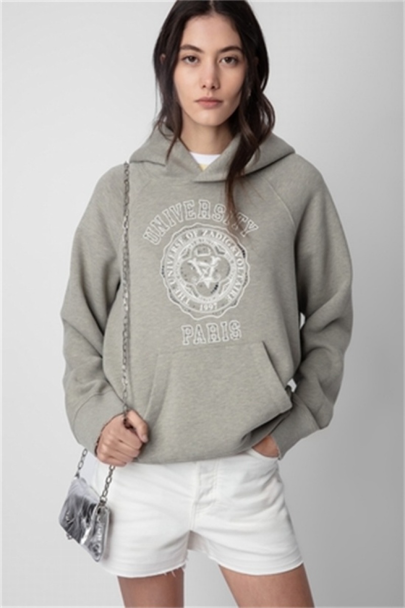 Zadig & Voltaire Georgy Diamante Hoodie Kaki | ZV-256244