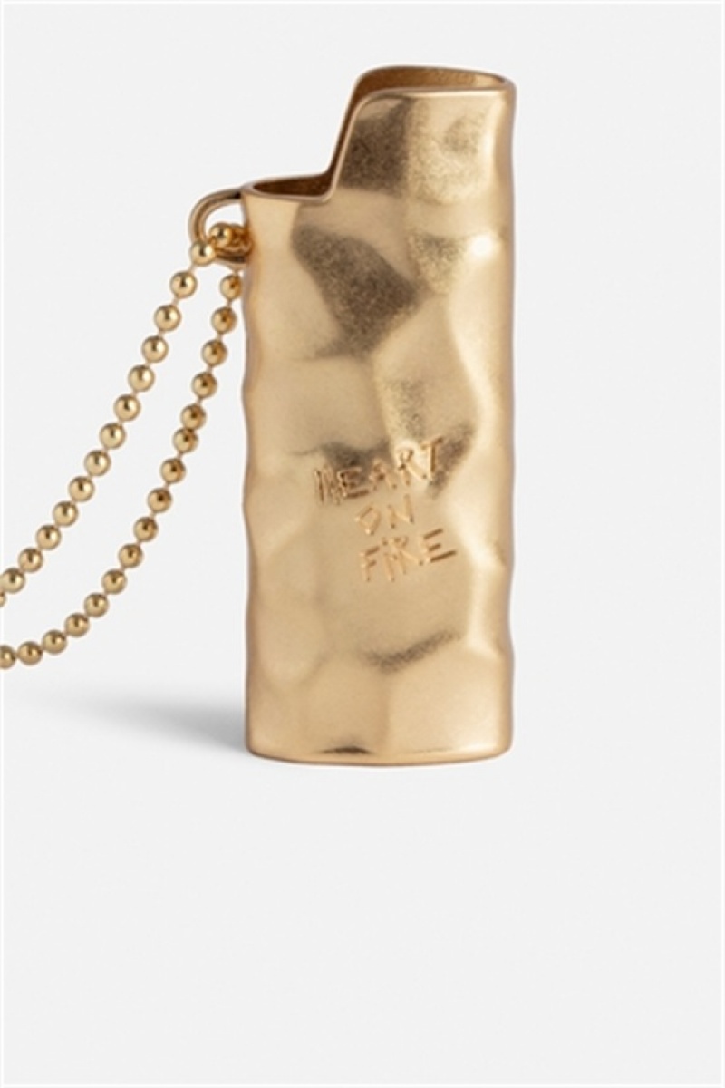 Zadig & Voltaire Heart On Fire Lighter Holder Doradas | ZV-255799