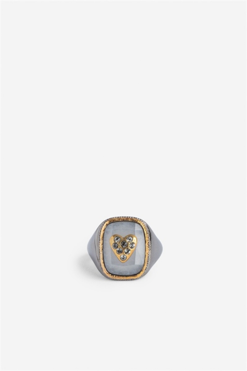 Zadig & Voltaire Heart Signet Ring Beige | ZV-255896