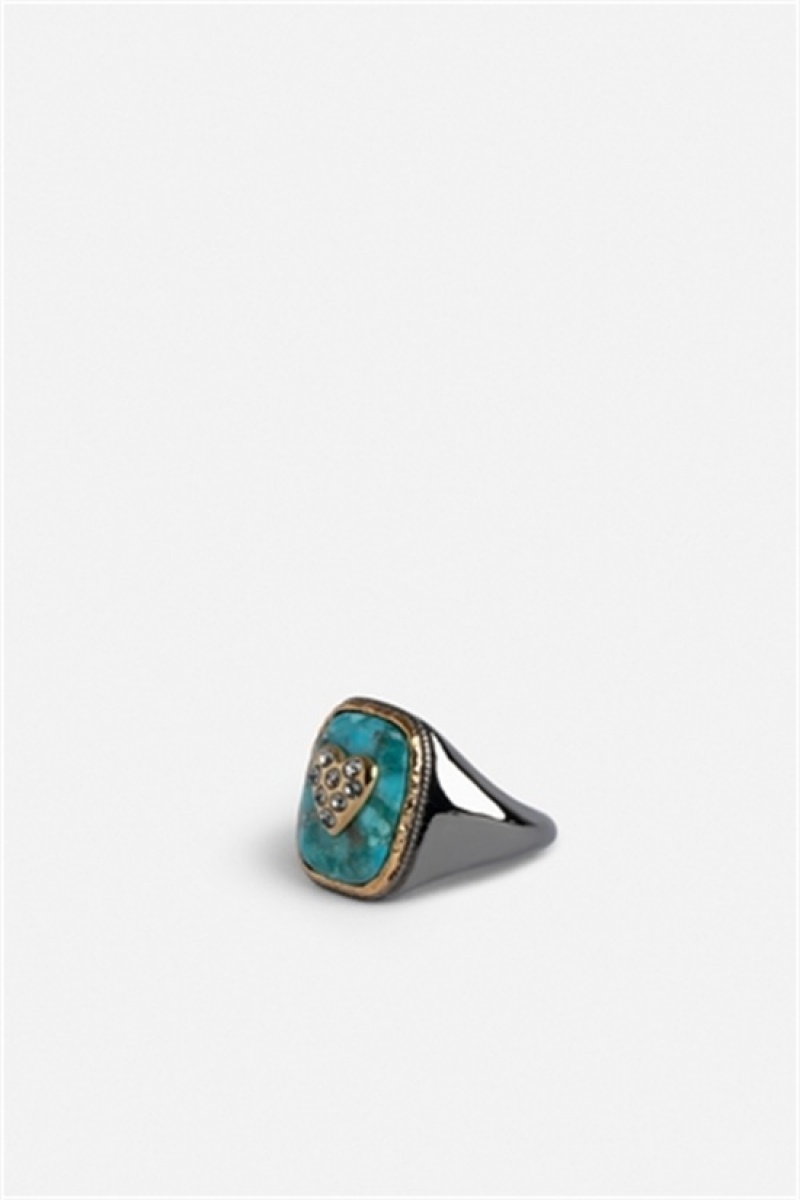 Zadig & Voltaire Heart Signet Ring Verde | ZV-255895