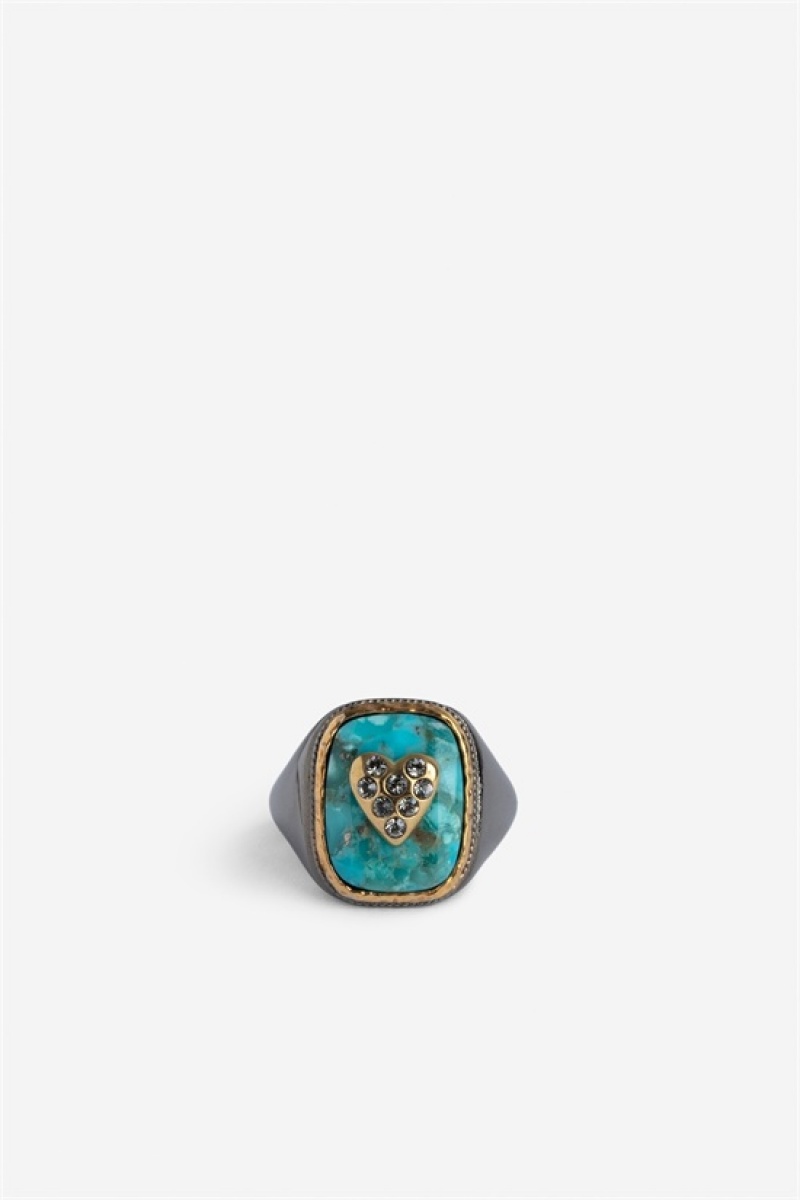 Zadig & Voltaire Heart Signet Ring Verde | ZV-255895