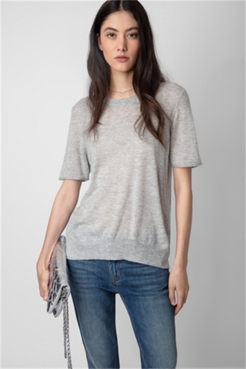 Zadig & Voltaire Ida Cashmere T-shirt Gris | ZV-256428